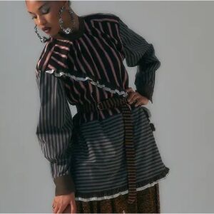 Diotima Tunic Top Stripe Ruffles Sz Xs Oversized
